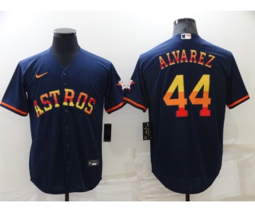 Men's Houston Astros #44 Yordan Alvarez Navy Blue Rainbow Stitched MLB Cool Base Nike Jersey