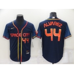 Men's Houston Astros #44 Yordan Alvarez Number 2022 Navy Blue City Connect Cool Base Stitched Jersey