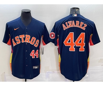 Men's Houston Astros #44 Yordan Alvarez Number Navy Blue With Patch Stitched MLB Cool Base Nike Jersey