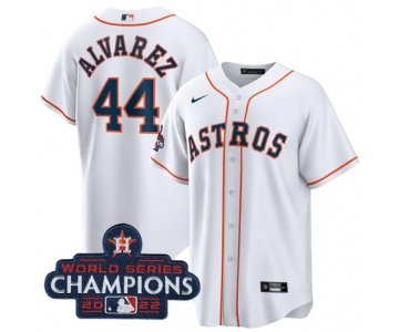 Men's Houston Astros #44 Yordan Alvarez White 2022 World Series Champions Home Stitched Baseball Jersey