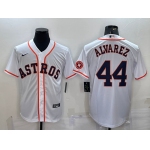 Men's Houston Astros #44 Yordan Alvarez White With Patch Stitched MLB Cool Base Nike Jersey