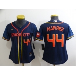 Women's Houston Astros #44 Yordan Alvarez Number 2022 Navy Blue City Connect Cool Base Stitched Jersey