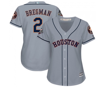 Astros #2 Alex Bregman Grey Road 2019 World Series Bound Women's Stitched Baseball Jersey