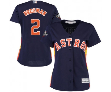 Astros #2 Alex Bregman Navy Blue Alternate 2019 World Series Bound Women's Stitched Baseball Jersey