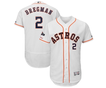 Houston Astros #2 Alex Bregman Majestic 2019 Postseason Authentic Flex Base Player White Jersey