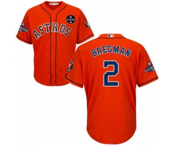 Houston Astros #2 Alex Bregman Orange New Cool Base 2017 World Series Champions Stitched MLB Jersey