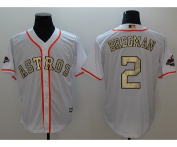 Houston Astros #2 Alex Bregman White 2017 World Series Champions Gold Program Cool Base Stitched Baseball Jersey