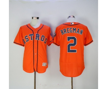 Men's Houston Astros #2 Alex Bregman Orange Stitched MLB 2016 Majestic Flex Base Jersey