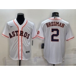 Men's Houston Astros #2 Alex Bregman White With Patch Stitched MLB Cool Base Nike Jersey