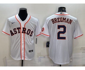 Men's Houston Astros #2 Alex Bregman White With Patch Stitched MLB Cool Base Nike Jersey