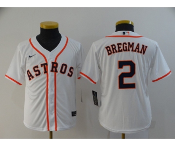 Youth Houston Astros #2 Alex Bregman White Stitched MLB Cool Base Nike Jersey