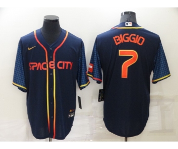 Men's Houston Astros #7 Craig Biggio 2022 Navy Blue City Connect Cool Base Stitched Jersey