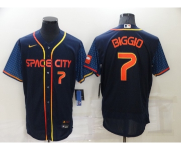 Men's Houston Astros #7 Craig Biggio Number 2022 Navy Blue City Connect Cool Base Stitched Jersey