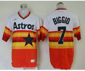 Men's Houston Astros #7 Craig Biggio Orange Rainbow Cooperstown Stitched MLB Cool Base Nike Jersey