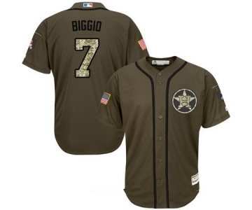 Youth Houston Astros #7 Craig Biggio Retired Green Salute To Service Stitched MLB Majestic Cool Base Jersey