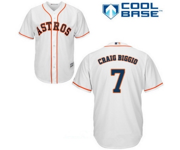 Youth Houston Astros #7 Craig Biggio Retired White Home Stitched MLB Majestic Cool Base Jersey