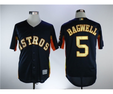 Men's Houston Astros #5 Jeff Bagwell Navy Blue New Gold Program Flexbase Stitched MLB Jersey