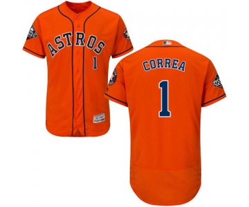 Astros #1 Carlos Correa Orange Flexbase Authentic Collection 2019 World Series Bound Stitched Baseball Jersey