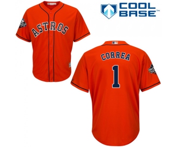 Astros #1 Carlos Correa Orange New Cool Base 2019 World Series Bound Stitched Baseball Jersey