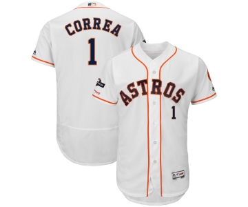 Houston Astros #1 Carlos Correa Majestic 2019 Postseason Authentic Flex Base Player White Jersey