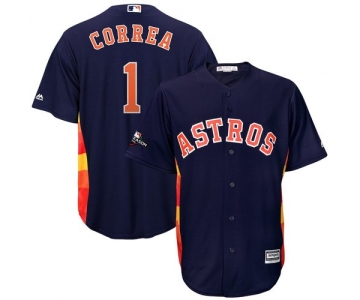 Houston Astros #1 Carlos Correa Majestic 2019 Postseason Official Cool Base Player Navy Jersey