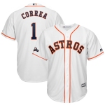 Houston Astros #1 Carlos Correa Majestic 2019 Postseason Official Cool Base Player White Jersey