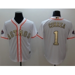 Houston Astros #1 Carlos Correa White 2017 World Series Champions Gold Program Cool Base Stitched Baseball Jersey