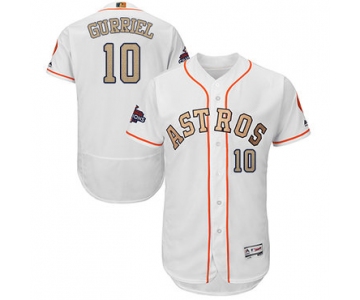 Houston Astros #10 Yuli Gurriel White FlexBase Authentic 2018 Gold Program Cool Base Stitched MLB Jersey