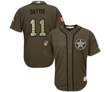 Houston Astros #11 Evan Gattis Green Salute to Service Stitched MLB Jersey