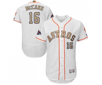 Houston Astros #16 Brian McCann White FlexBase Authentic 2018 Gold Program Cool Base Stitched MLB Jersey