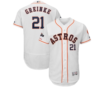 Houston Astros #21 Zack Greinke Majestic 2019 Postseason Authentic Flex Base Player White Jersey