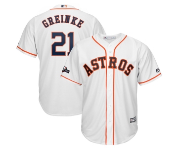 Houston Astros #21 Zack Greinke Majestic 2019 Postseason Official Cool Base Player White Jersey