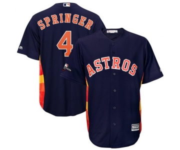 Houston Astros #4 George Springer Majestic 2019 Postseason Official Cool Base Player Navy Jersey