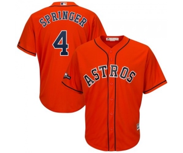 Houston Astros #4 George Springer Majestic 2019 Postseason Official Cool Base Player Orange Jersey