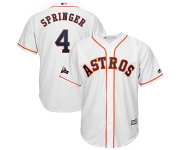 Houston Astros #4 George Springer Majestic 2019 Postseason Official Cool Base Player White Jersey