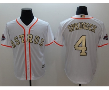 Houston Astros #4 George Springer White 2017 World Series Champions Gold Program Cool Base Stitched Baseball Jersey