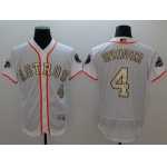 Houston Astros #4 George Springer White FlexBase Authentic 2017 World Series Champions Gold Program Stitched Baseball Jersey