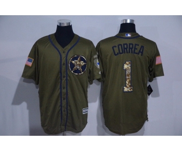 Men's Houston Astros #1 Carlos Correa Green Salute To Service Cool Base Stitched MLB Jersey