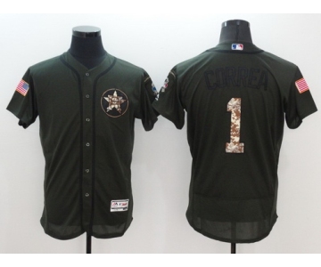 Men's Houston Astros #1 Carlos Correa Green Salute to Service 2016 Flexbase Majestic Baseball Jersey