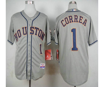 Men's Houston Astros #1 Carlos Correa Grey Jersey