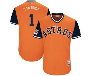 Men's Houston Astros 1 Carlos Correa I Am Groot Majestic Orange 2018 Players' Weekend Authentic Jersey