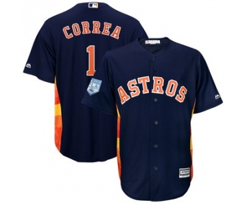 Men's Houston Astros 1 Carlos Correa Majestic Navy 2019 Spring Training Cool Base Player Jersey