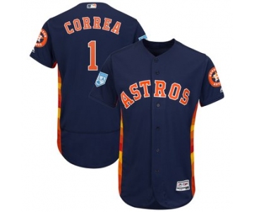 Men's Houston Astros 1 Carlos Correa Majestic Navy 2019 Spring Training Flex Base Player Jersey