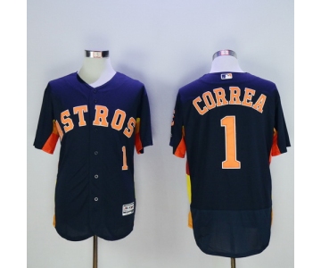 Men's Houston Astros #1 Carlos Correa Navy Blue 2016 Flexbase Majestic Baseball Jersey