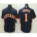 Men's Houston Astros #1 Carlos Correa Navy Blue Stitched MLB Cool Base Nike Jersey