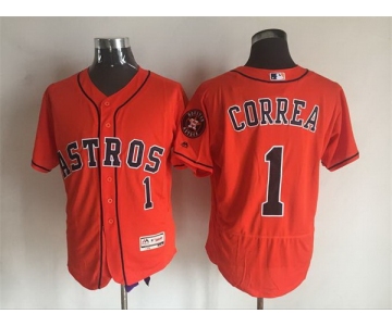 Men's Houston Astros #1 Carlos Correa Orange 2016 Flexbase Majestic Baseball Jersey