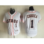 Men's Houston Astros #1 Carlos Correa White Home 2016 Flexbase Majestic Baseball Jersey