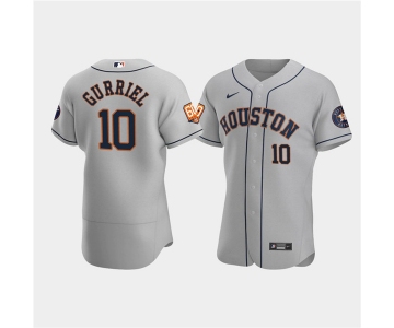 Men's Houston Astros #10 Yuli Gurriel Gray 60th Anniversary Flex Base Stitched Baseball Jersey