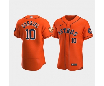 Men's Houston Astros #10 Yuli Gurriel Orange 60th Anniversary Flex Base Stitched Baseball Jersey