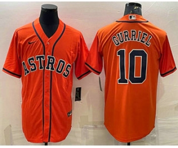 Men's Houston Astros #10 Yuli Gurriel Orange Stitched MLB Cool Base Nike Jersey